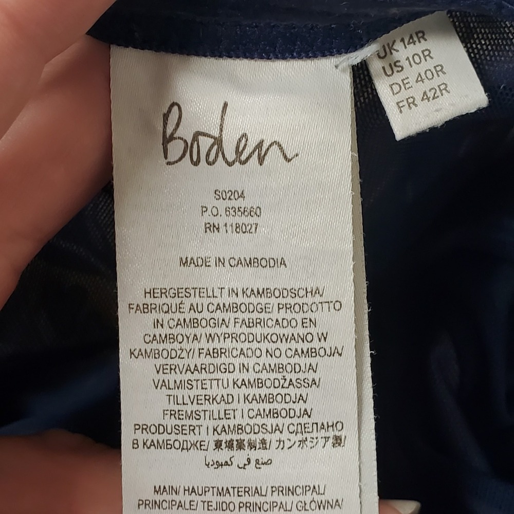 Boden Womens One Piece Ubar Swimsuit Size 10 Regular Blue Floral Halter Tie Neck - Picture 3 of 12